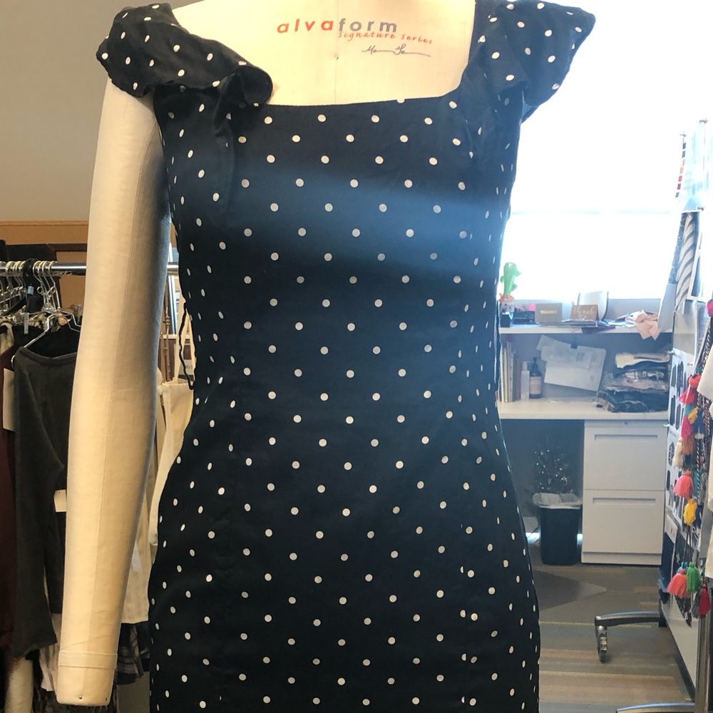 Black polka dot dress